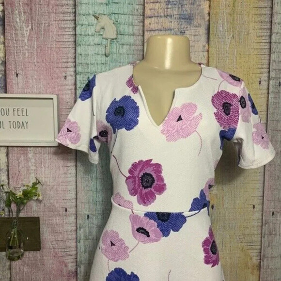 Womens Baby Shower Pregnancy Mini Skater Dress Short Sleeve Floral Sundress - Picture 3 of 6